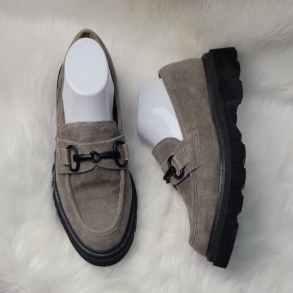 SOFFT Satara Gray Black Suede Horsebit Chunky Comfort Y2K Platform Loafers 9